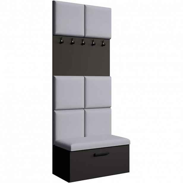 Beautysofa PŘEDSÍŇOVÁ sestava Margaret I 81/203/43 s čalouněnými panely, černá|dub artisan