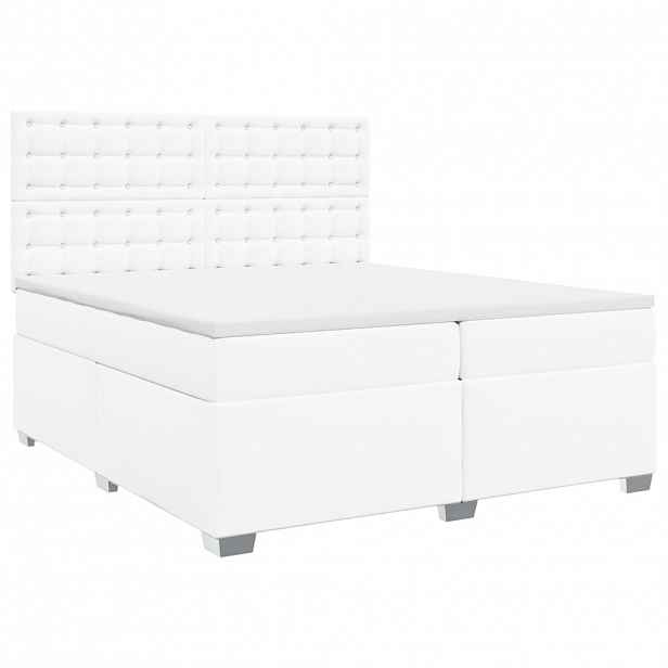 vidaXL Box spring postel s matrací bílá 200x200 cm umělá kůže