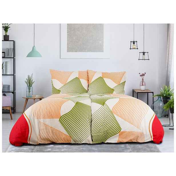 Bavlněné povlečení UNILO oranžovo-zelené Rozměr povlečení: 70 x 90 cm | 140 x 200 cm