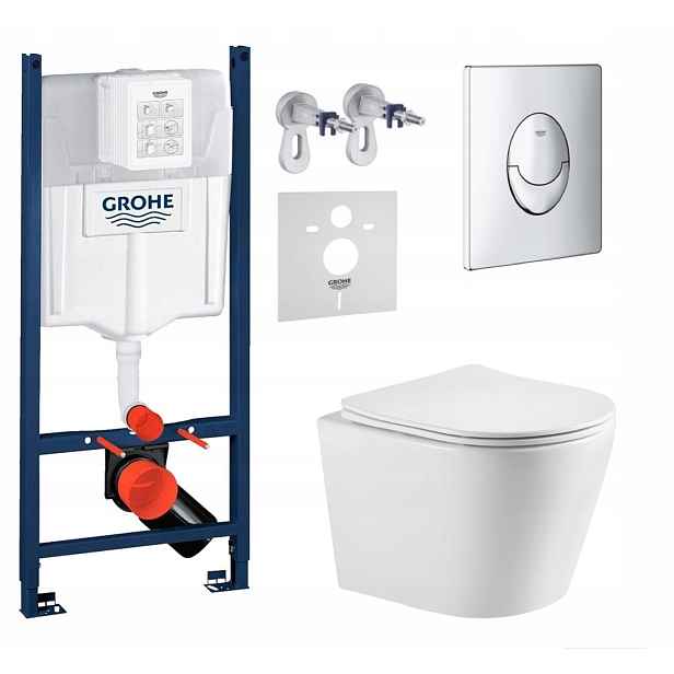 Rám Grohe Rapid Sl s Wc mísou Imprese Tornado a chromovaným tlačítkem