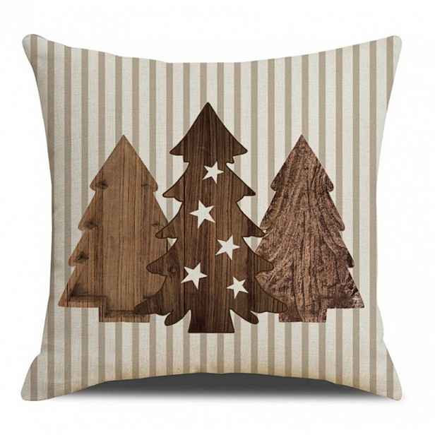 Vánoční povlak na polštář WOODEN TREES 45x45 cm, béžový
