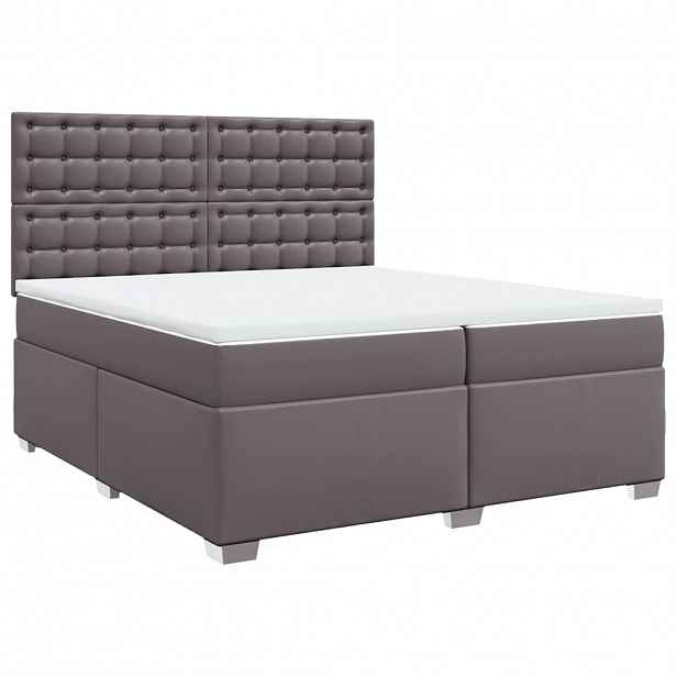vidaXL Box spring postel s matrací šedá 200x200 cm umělá kůže