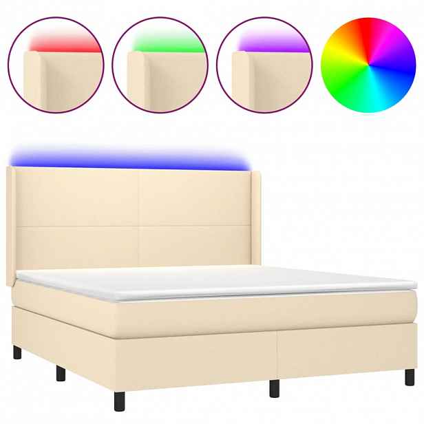 vidaXL LED box pružinová postel s čelo textil