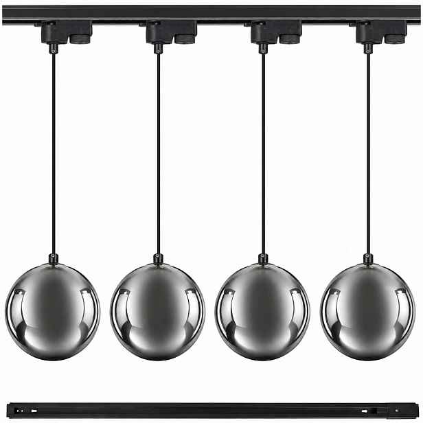 Led kolejnicové osvětlení 1 m 4x Závěsné svítidlo šedá koule Grafit G9