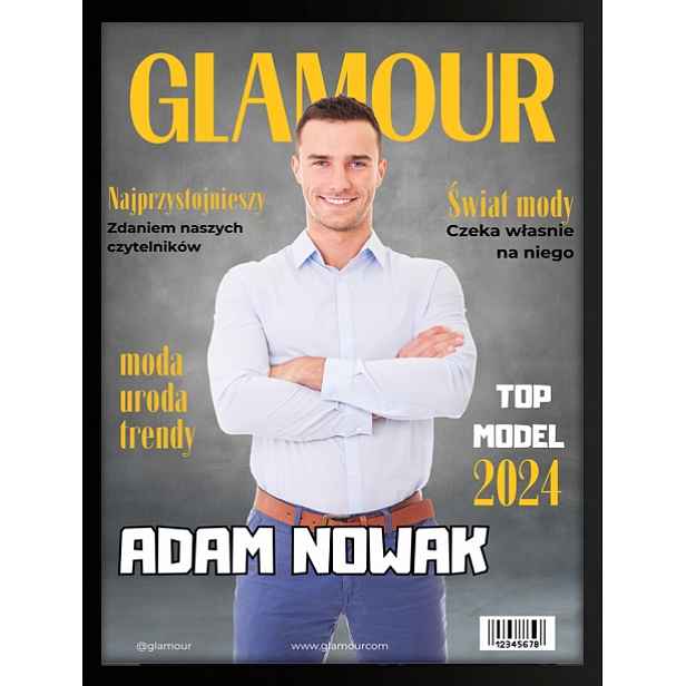 Obal časopisu Glamour, vtipný dárek, vaše fotografie v rámečku 40x30 cm
