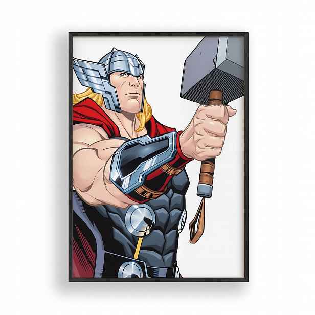 Plakát Thor Avengers v černém dřevěném Rámeček 30x42 cm