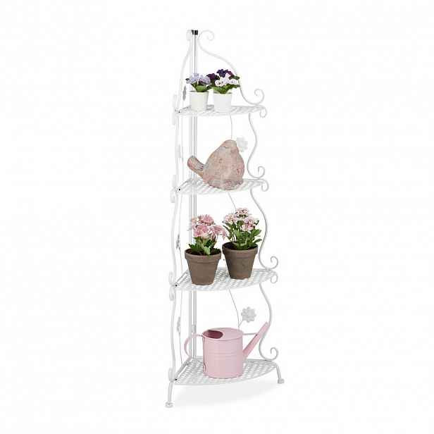 Relaxdays REGÁL bílý kovový skládací 4 police 113,5 cm