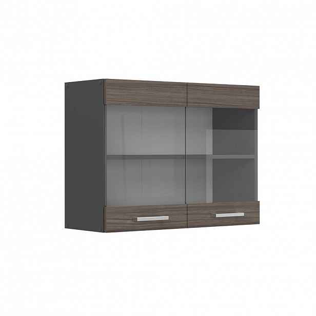 Vicco SKLENĚNÁ KUCHYŇSKÁ SKŘÍŇKA R-Line Ušlechtilá šedá 80 cm