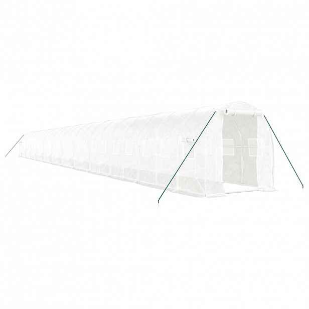vidaXL Skleník s ocelovým rámem bílý 48 m² 24 x 2 x 2 m