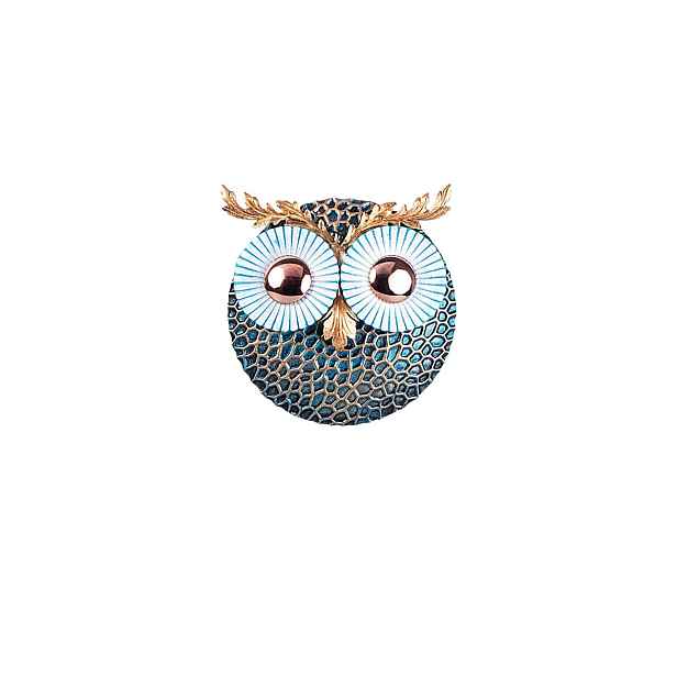 Wallity Nástěnná kovová dekorace OWL II modrá/měděná