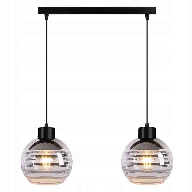 Závěsná stropní lampa Zwis trám na 2x E27 skleněné stínítko koule pruhy