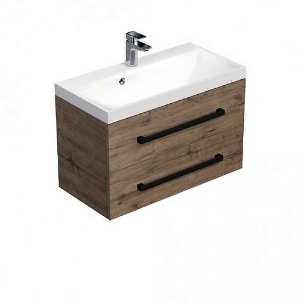 Koupelnová skříňka s umyvadlem SAT Cube Way 80x71x40 cm dub Wellington mat CUBE2C80ZDW