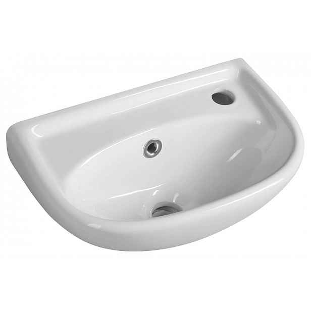 Aqualine Small - Umývátko 39x25 cm, s přepadem, otvor pro baterii vpravo, bílá 4000