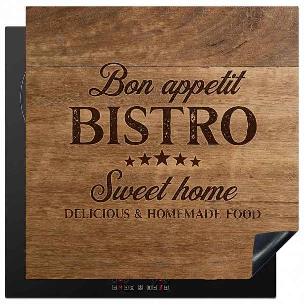 MuchoWow KRYT NA INDUKČNÍ DESKU Citace - Bistro - Dobrou chuť - Sweet home - Textura dřeva 78x78 cm