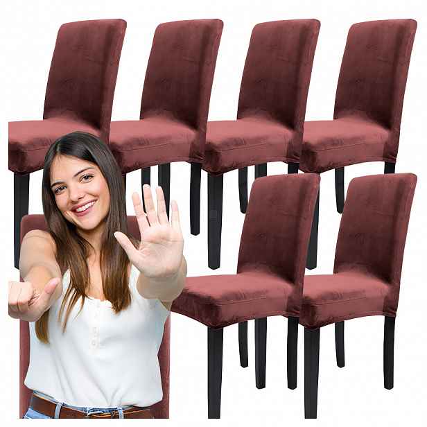 Sada: 6 x univerzální velurové potahy na židle