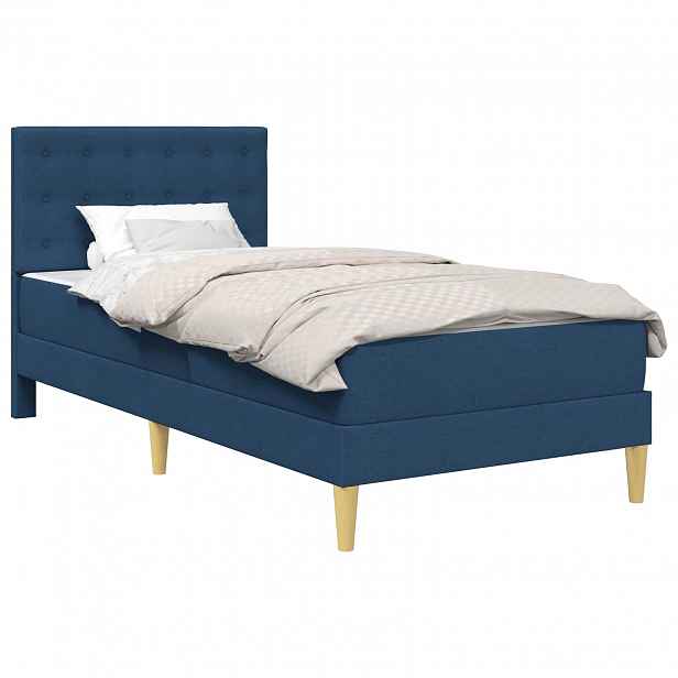 vidaXL Rám postele s matrací s čelo Modrá 90 x 190 cm Textil