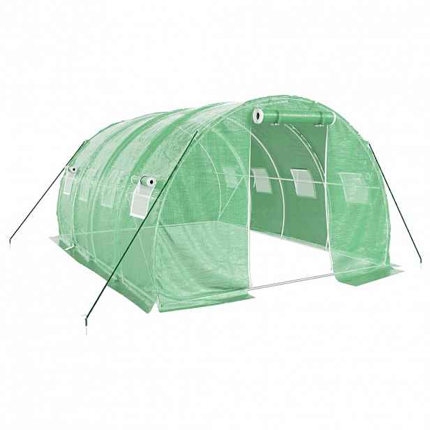 vidaXL Skleník s ocelovým rámem zelený 12 m² 4 x 3 x 2 m