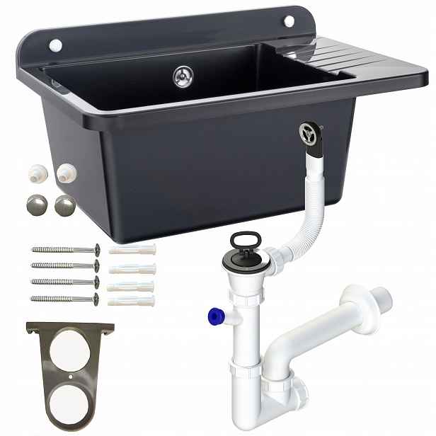 Technický dřez plast černý 50 cm