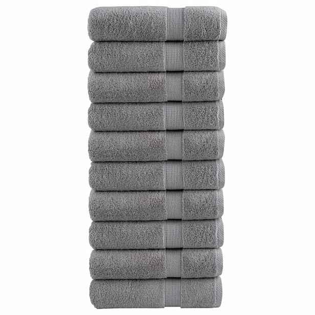 vidaXL Prémiové ručníky do sprchy SOLUND 10 ks šedé 70x140 cm 600 g/m²