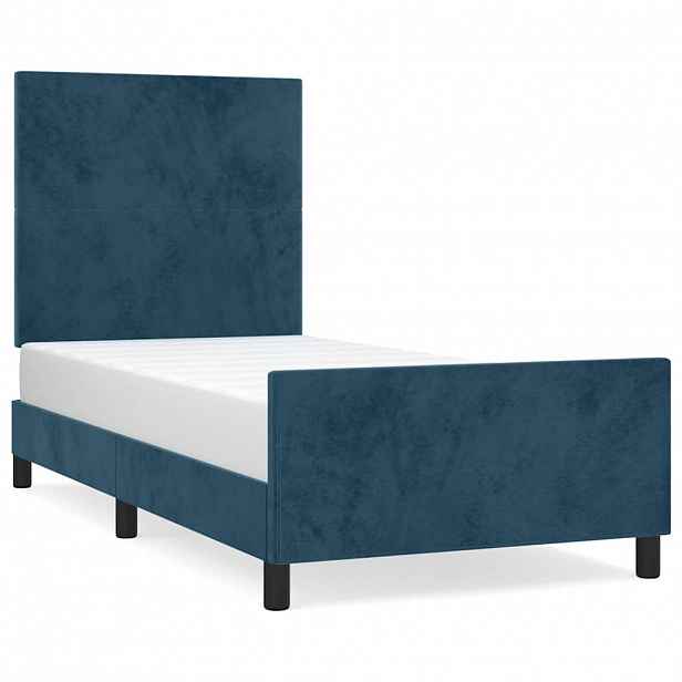 vidaXL Rám postele bez matrace tmavě modrý 100x200 cm samet