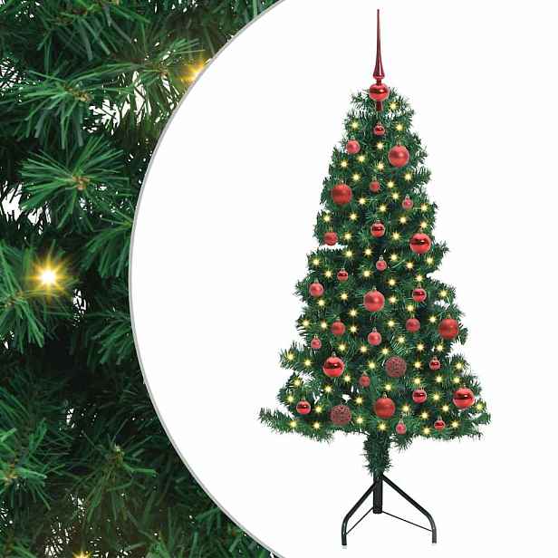 vidaXL Rohový umělý vánoční stromeček Zelená 150 cm PVC a kov