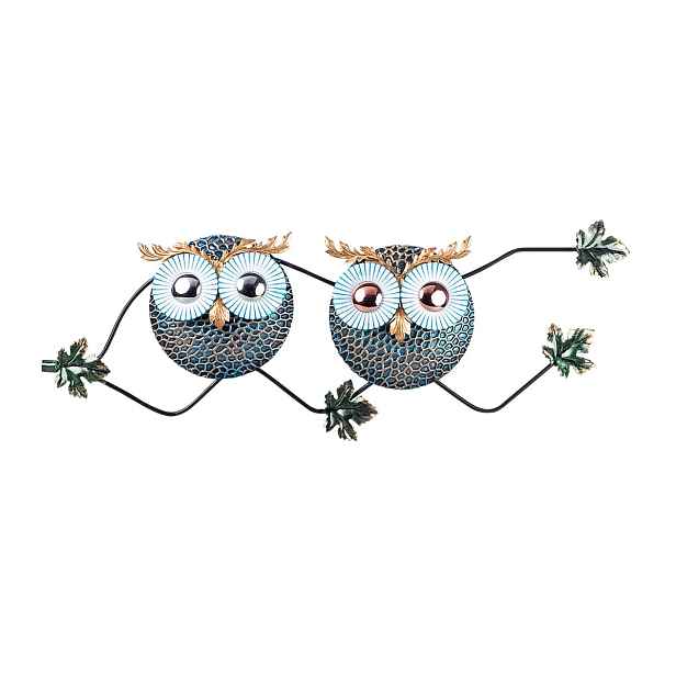 Wallity Nástěnná kovová dekorace OWL modrá/zlatá
