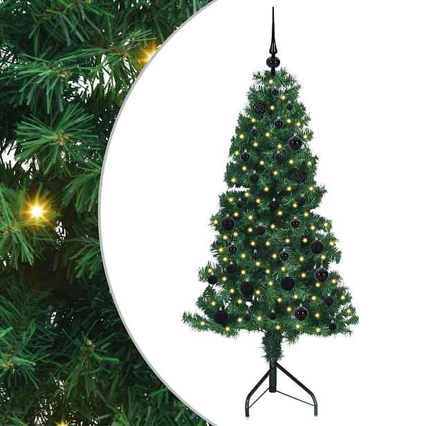 vidaXL Rohový umělý vánoční stromeček Zelená 150 cm PVC a kov