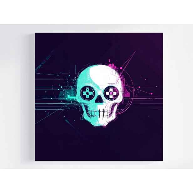 Obraz Na Plátně Canvas Gaming Lebka Gamer Neon Cyberpunk Pad 50x50