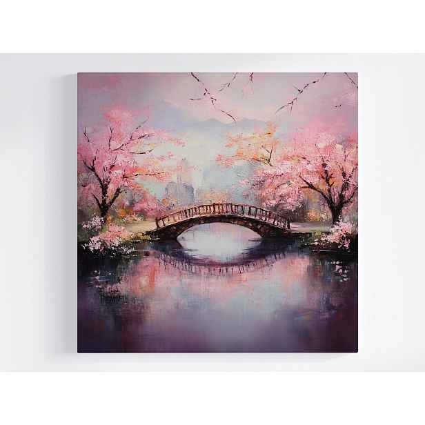 Obraz Na Plátně Canvas Japonsko Jaro Park Řeka Most Stromy Višeň 50x50