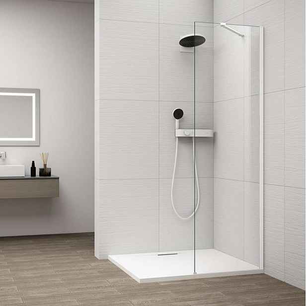Polysan Esca - Sprchová stěna Walk-In 50x210 cm, Antidrop, sklo čiré/bílá ES1050-03