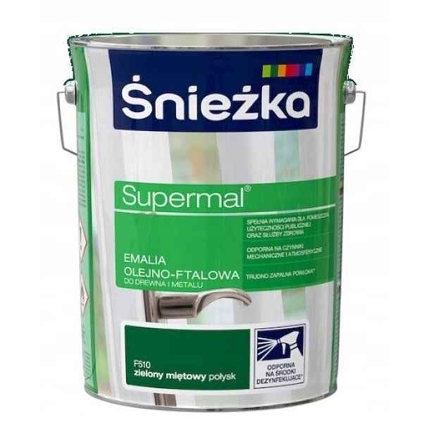 Śnieżka Supermal Olejovo-ftalový smalt Zelený Mátový Lesk 5L