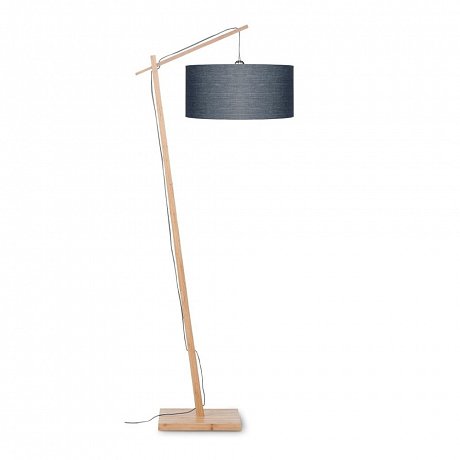 Stojací lampa s tmavě šedým stínidlem a konstrukcí z bambusu Good&Mojo Andes