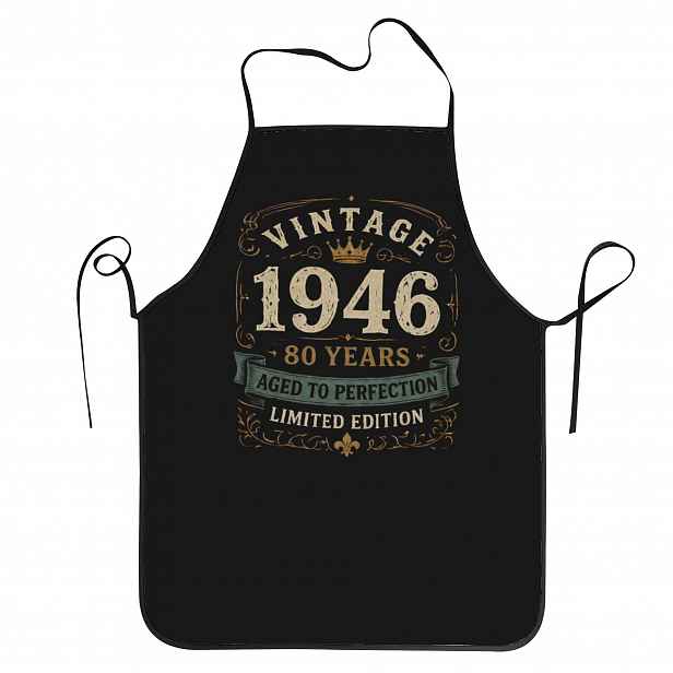 TEMU Vintage 1946 80 let Omezená edice Narozeninový zástěra pro muže ženy Unisex Nastavitelné zástěry k výročí Vaření Kuchyně BBQ Zahrada Otec Den
