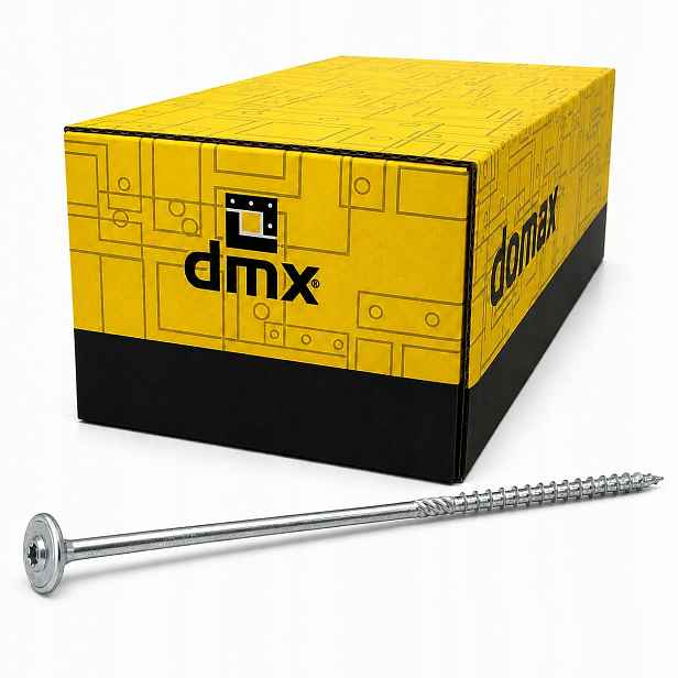 Tesařské vruty Domax na dřevo, talířová hlava Ct 6x260 mm stříbrné 100 Ks