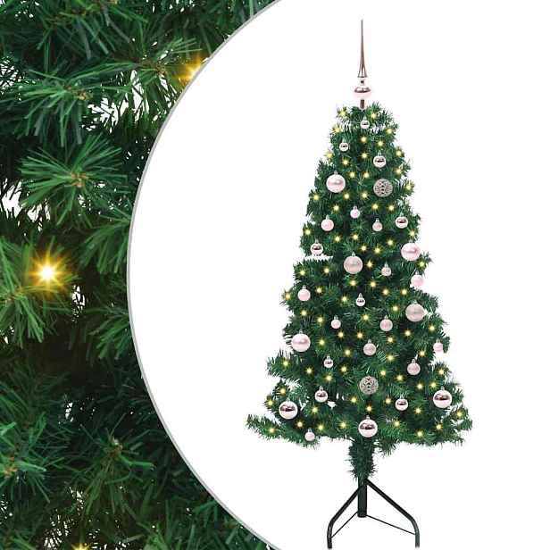 vidaXL Rohový umělý vánoční stromeček Zelená 150 cm PVC a kov