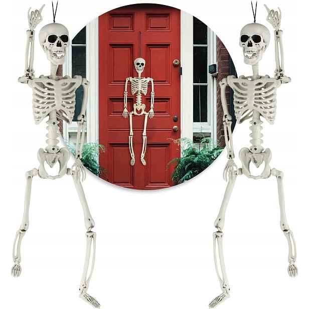 2x dekorativní kostra na Halloween – plastová kostra (2 ks – 90 cm)