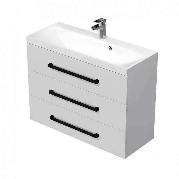Koupelnová skříňka s umyvadlem SAT Cube Way 100x47,5x40 cm bílá lesk lesk/mat CUBE2C1003BL