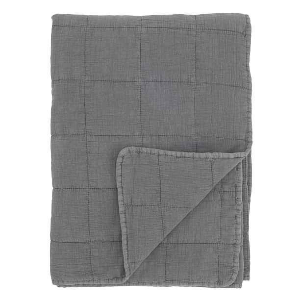 Hromově šedý přehoz  s opraným vzhledem Aix Vintage – 180*130 cm Chic Antique