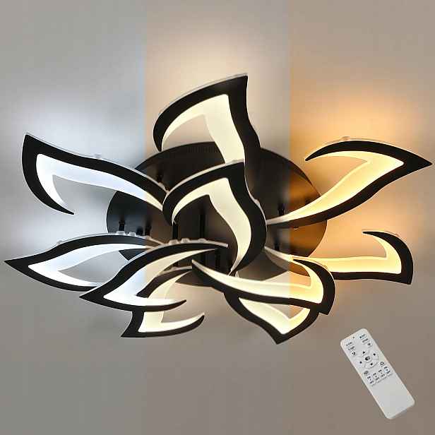 Stropní Led lampa černá lustr s dálkovým ovládáním App stmívatelná 44W