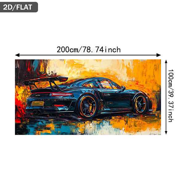TEMU Bezrámové malované umělecké dílo s automobilovým designem, rozměry 100 x 200 cm (39,37 x 78,74 palců), ideální pro moderní dekoraci stěn v