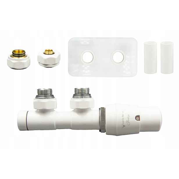 Termostatický ventil 50 mm Twins bílý mat pravý Pex rozeta obdélníková