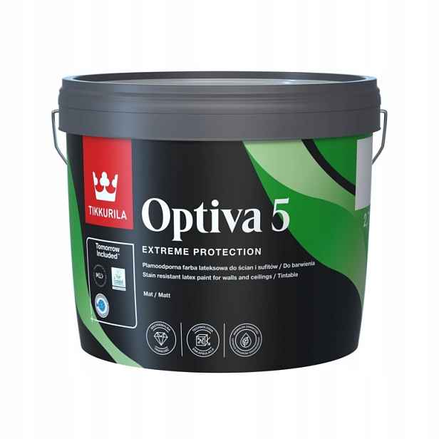 Tikkurila Barva na stěny a stropy Optiva Matt 5 základna „a“ bílá 2,7L