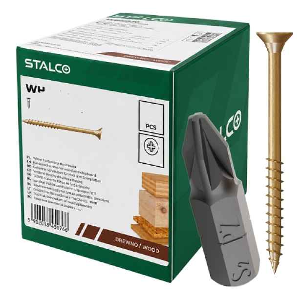 Vruty dřevo kalené pozink 6x200 Pz kužel 100 Ks závit neúplný bit PZ3