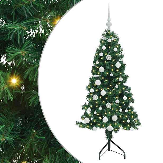 vidaXL Rohový umělý vánoční stromeček Zelená 150 cm PVC a kov