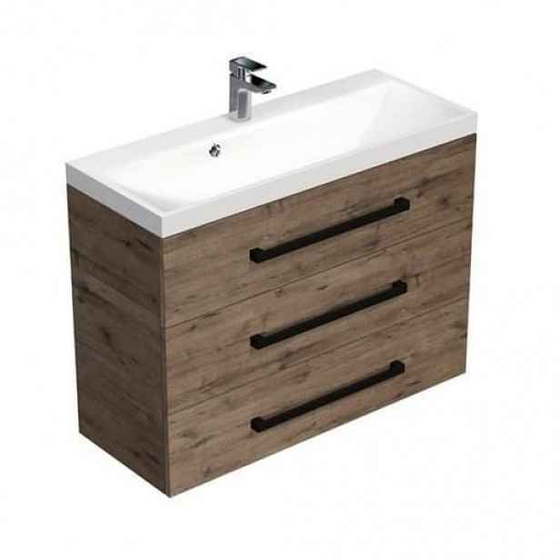 Koupelnová skříňka s umyvadlem SAT Cube Way 100x47,5x40 cm dub Wellington mat CUBE2C1003DW