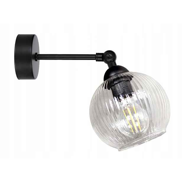 Nástěnné svítidlo černé Glass Rýhované Průhledné na kloubu loft led