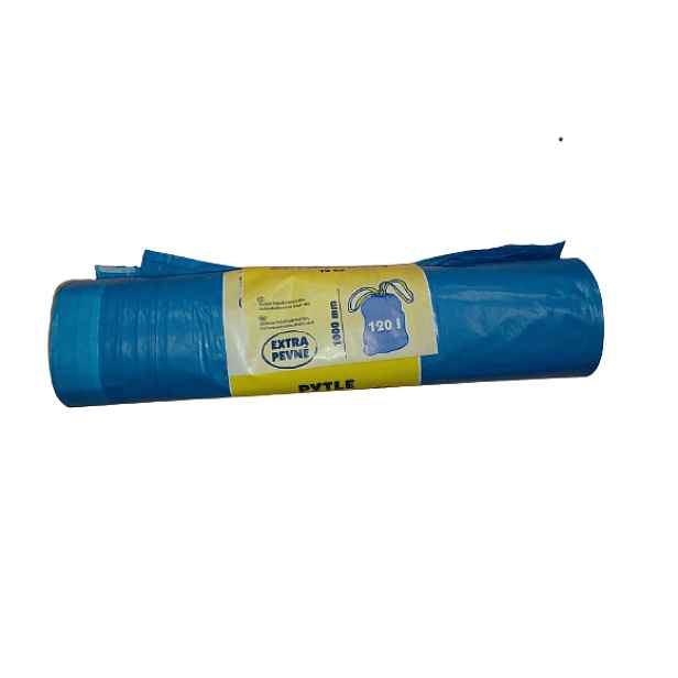 Sáčky na odpadky zatahovací 120L-10ks (Rolo pytle modré, žlutá etiketa)