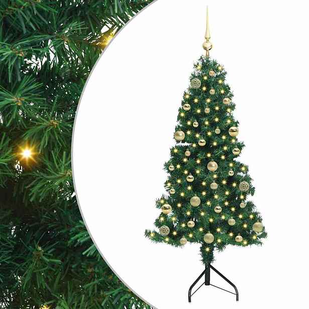 vidaXL Rohový umělý vánoční stromeček Zelená 150 cm PVC a kov