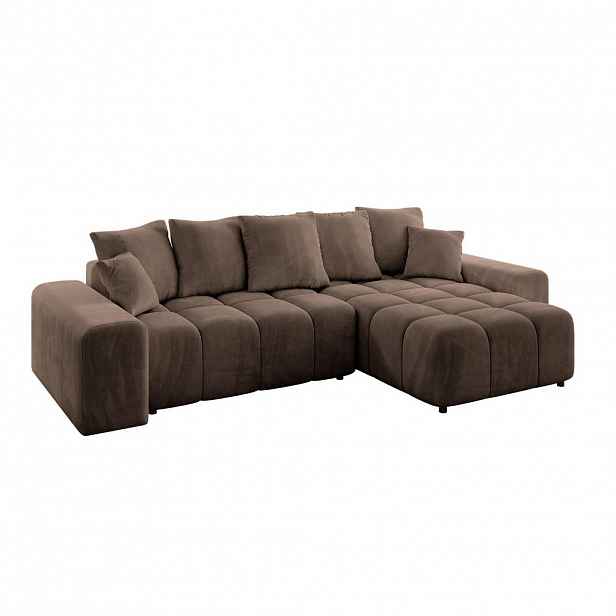 ALTDECOR ROHOVÁ SEDACÍ SOUPRAVA s otomanem vpravo ENIL-L 297x189x68 hnědý velur
