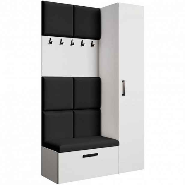 Beautysofa PŘEDSÍŇOVÁ sestava Margaret I+IV 121/203/43 s čalouněnými panely, bílá|černá